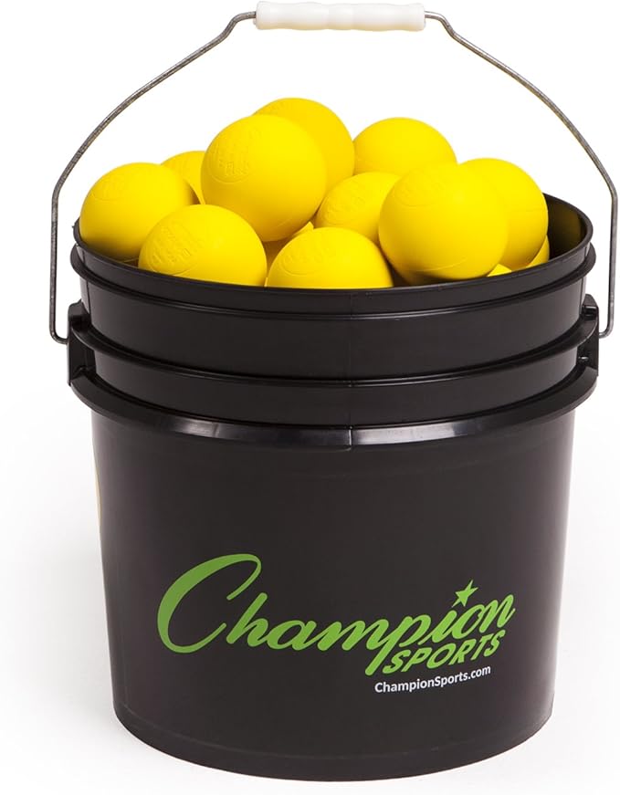 Champion Sports Lacrosse Balls Bucket - 36 Count NCAA & NFHS Certified Regulation Training & Game Balls - Yellow