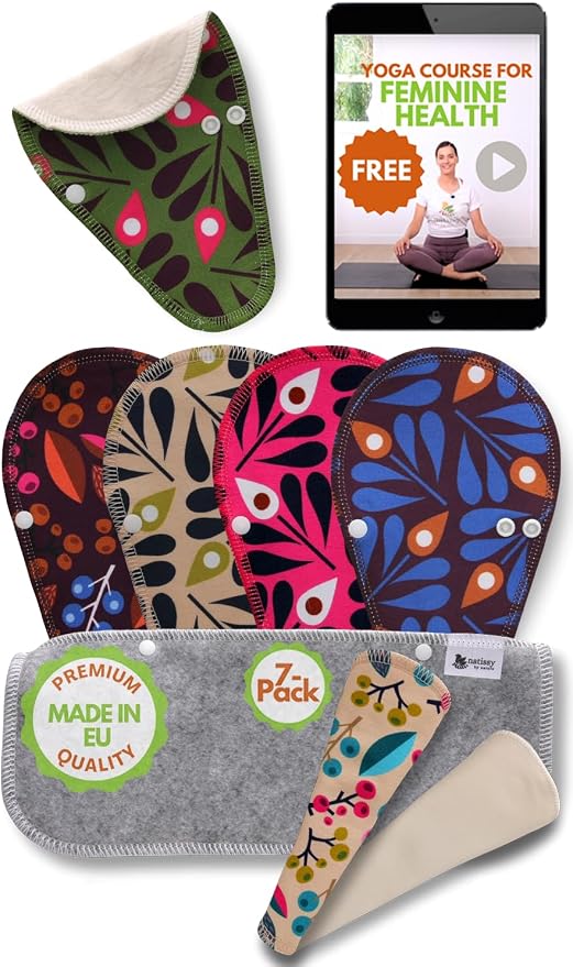 Cloth Panty Liners Thong 7-Pack (Small) Mini Organic Cotton Reusable Panty Liners for Women & Non Slip Reusable Panty Liners for Women 7-Pack (M) Organic Cotton Panty Liners Reusable