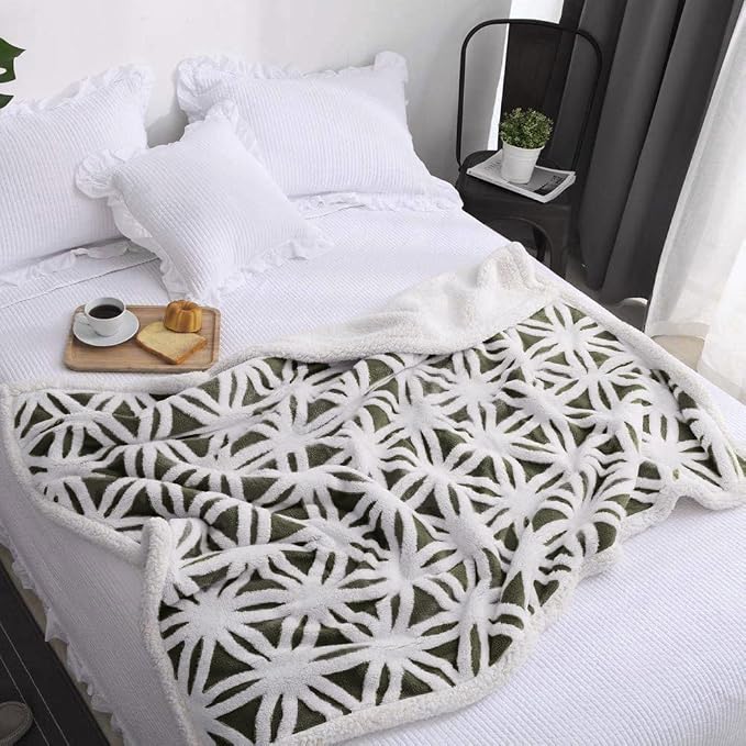 LOMAO Sherpa Fleece Blanket Gifts for Mom Dad Cozy Soft Throw Blanket for Women Men Birthday Gifts Dual Sided Couch Sofa Bed Blanket (Dark Olive, 60''x80'')