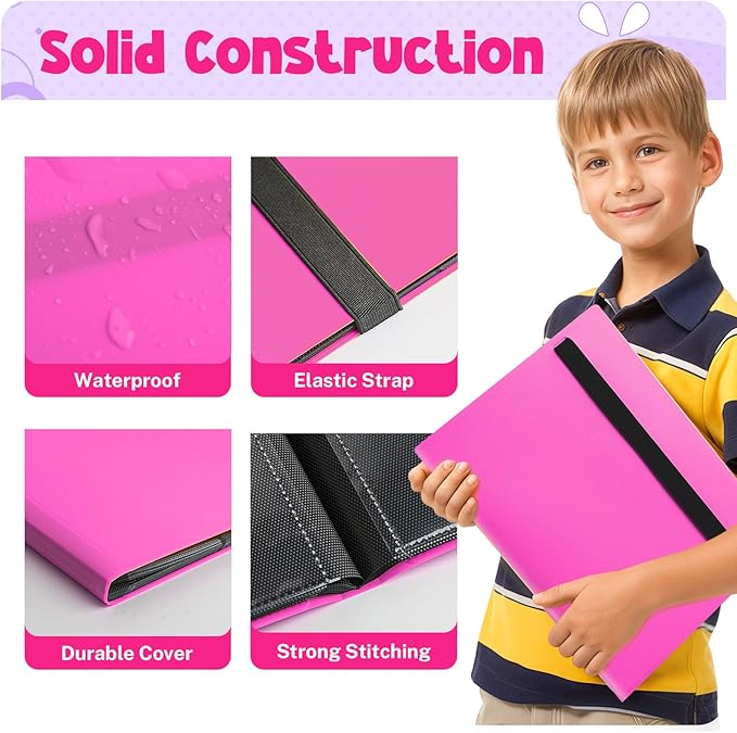 Card Binder, 9 Pocket Trading Card Album Folder,20 Pages, 360 Card Capacity Sports Card Binder, Premium Card Binders Compatible with MTG, TCG, Baseball Cards (Rose Red)