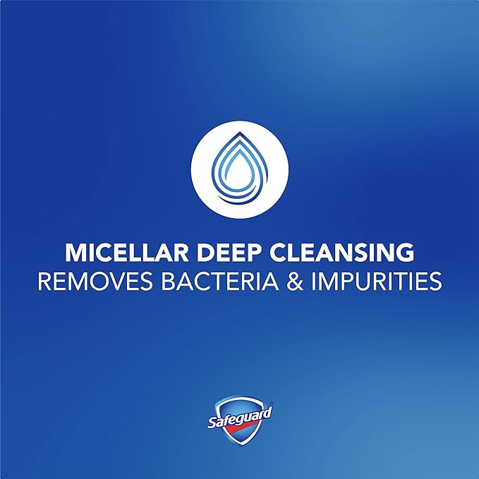 Safeguard Micellar Deep Cleansing Bath Bar Soap, Washes Away 99 Percent of Bacteria, Leaves Skin Soft, Fresh Clean Scent with Aloe, 3.2 oz,8 Count (Pack of 6)