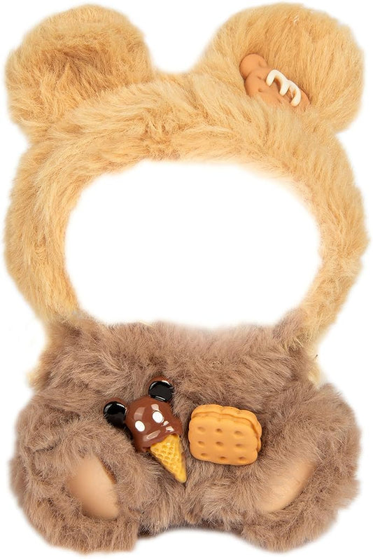 Plush Doll Clothes for Labubu - Cute Animal 17cm Doll Clothing, Premium Doll Accessories Clothes for Collectors or Display - Kawaii Sandwich Cookie Bear Costume (No Dolls)
