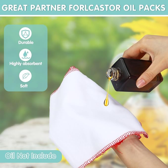 Newwiee 12 Pcs Castor Oil Pack Wrap Organic Cotton Flannel Reusable Washable Flannel Cloth Castor Oil Compress Pads for Entire Body Machine