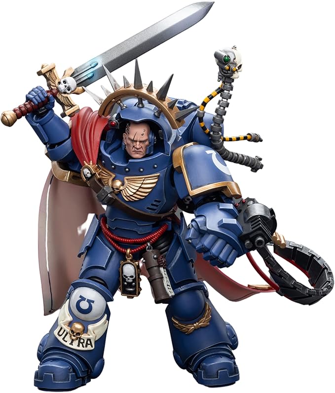 JOYTOY 1/18 Warhammer 40,000 Action Figure Ultramarines Captain in Gravis Armour Collection Model (4 inch)