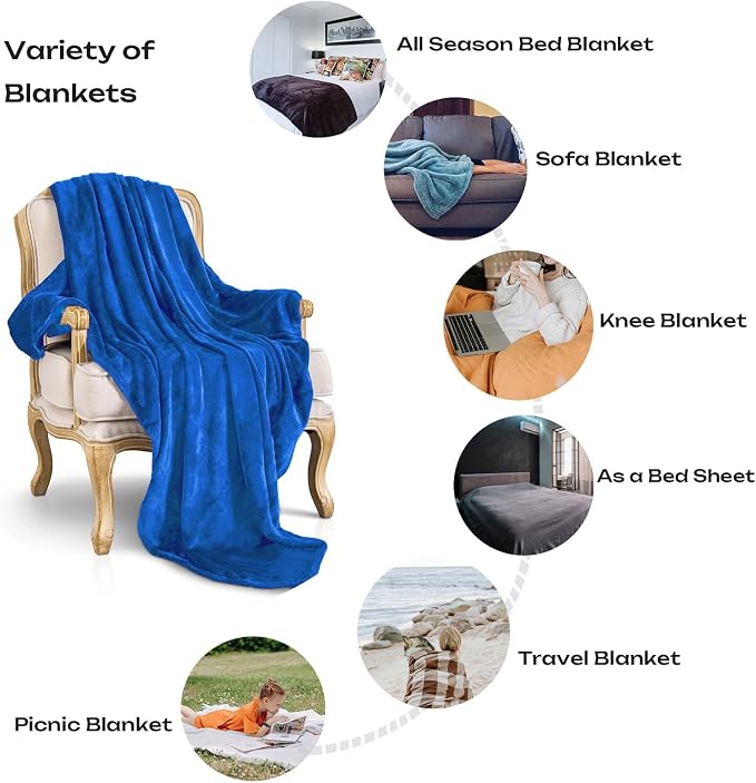 Royal blue Fleece Plush Throw Blanket 50"x70"for Couch Fuzzy Cozy Flannel | Super Soft Lightweight Microfiber Blanket for Sofa Bed bedroom Home Decor All Season,Birthday Gifts for Women Mom Adult