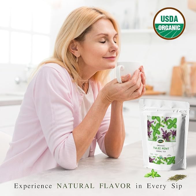 Oxify Organic Tulsi Mint Herbal Loose Tea- 16 oz (16 oz, Tulsi Mint)