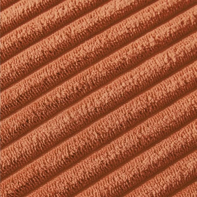 Fancy Homi Pack of 2 Rust Fall Decorative Throw Pillow Covers 16x16 Inch with Pom-poms for Living Room Couch Bedroom, Soft Corduroy Terracotta Solid Square Cushion Case 40x40 cm, Boho Home Decor
