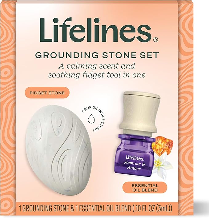 Lifelines Scent-Infused Grounding Stone & Oil Blend - Portable Fidgets for Tweens, Teens & Adults with Essential Oil Blend & Diffusion Stones for Sensory Immersion - Calming Waterless Passive Diffuser