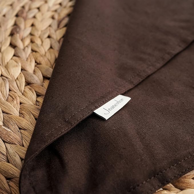 Jeanerlor Solid Cotton Linen Decoration Toss Throw Pillow Sham Cushion Case Special Pillow Cover Delicate Decorative Pillowcase for Bed/Chair/Couch, 18"x18"(45 x 45cm), Brown