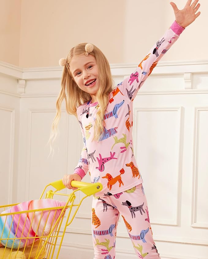 Bamboo Viscose Toddler Girls Kids Pajamas Unicorn Mermaid Pjs Long Sleeve Snug fit 12M-8Y 2pcs Soft Jammies