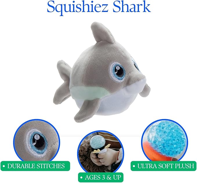 The Petting Zoo Dolphin Stuffed Animal Plushie, Gifts for Kids, Squishiez Sealife Animal Squeeze Toy, Grey Dolphin Plush Toy, 3 inches
