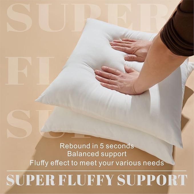 Water Resistant Polyester Pillow Inserts with Plush Dot Cover | Pack of 2 Square Form Indoor Decorative Pillow, Bed and Couch Pillows, 18 x 18 Inches, Orchid