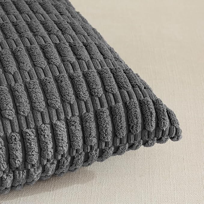Fancy Homi 4 Packs Decorative Throw Pillow Covers for Living Room Couch Bed, Modern Farmhouse Boho Home Décor Accent Cushion Case, 24" x 14", Dark Gray
