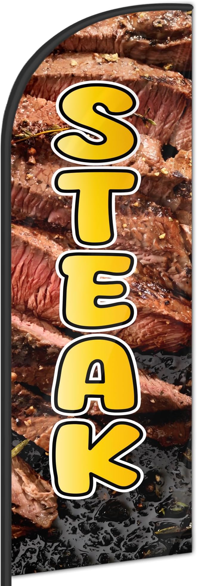 Steak Feather Flag for Storefronts Fairs,6 FT (Flagpole Not Included) | Business Advertising Flag
