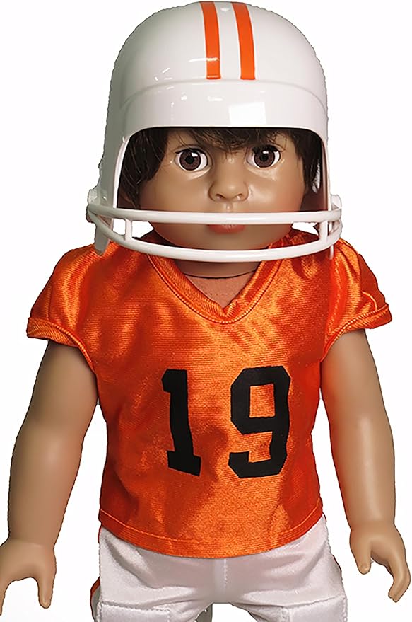 Orange and Black Football Uniform 6pc for 18-Inch Dolls | Premium Quality & Trendy Design | Dolls Clothes