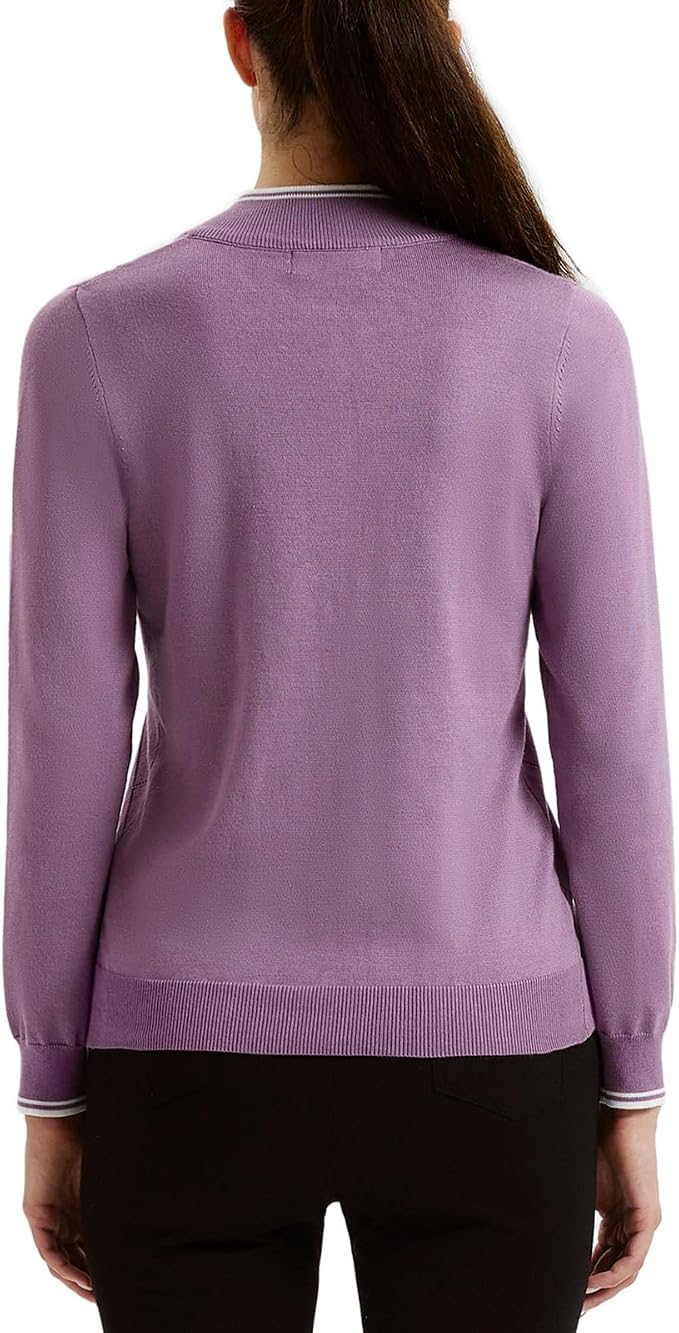 JACK SMITH Quarter Zip Pullover Sweaters for Womens, Rib Polo Sweater Tops | V Neck,Knit,Long Sleeve,Argyle,Open Pattern,Callar,Lightweight,Fashion,Golf Work Business Daily Wear Versatile Pullover Shirt