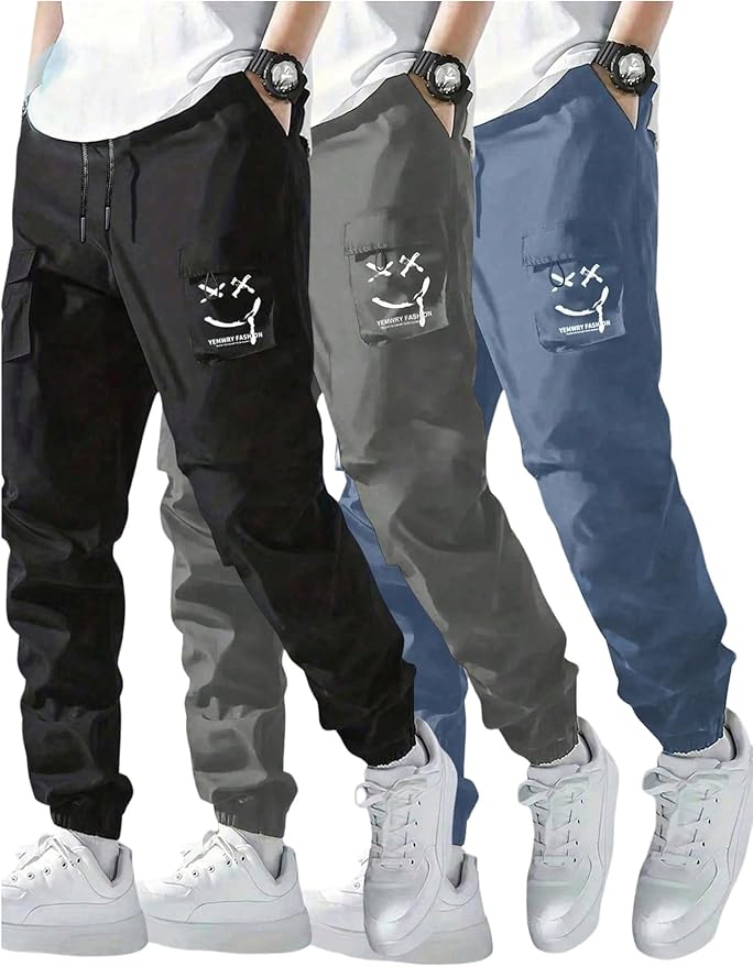 GORGLITTER Boy's Cargo Pants Casual 2 Piece Elastic Waist Hiking Going Out Khaki Pants Joggers with Pockets Clothes