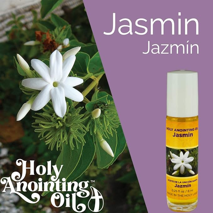 Jasmin Holy Land Anointing Oil from Israel, 1/4 oz Roller Bottle from Jerusalem, Locally Sourced Herbs & Essences, Gift for Pastors, Priests, Rabbi, & Clergy, Aceite Ungido de Jazmín