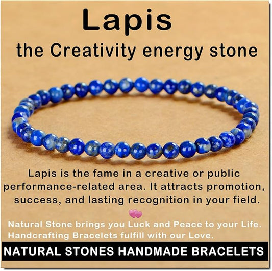 AD Beads Handmade Gemstone Stretch Elastic Bracelet Crystal Healing Reiki Nature's Beauty and Spiritual Essence Unisex