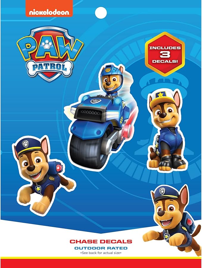 Paw Patrol Chase Decals - Set of 3 Chase Stickers for Kids and Adults - Vinyl Decals for Laptop, Tumbler, Water Bottle, Vehicles - Nickelodeon Stickers