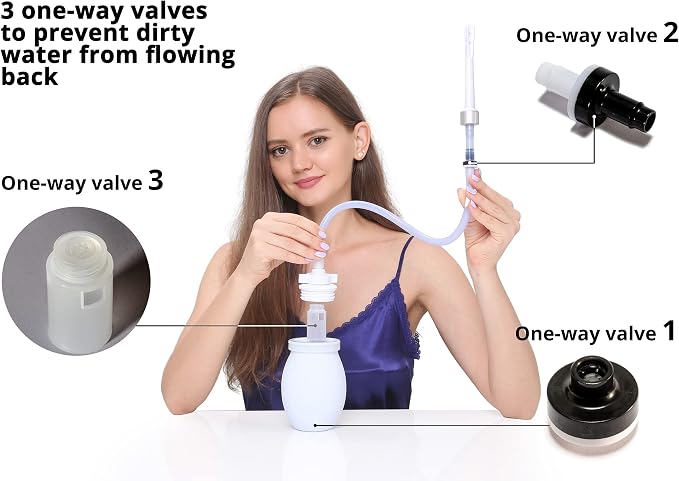 2" Large Opening Vaginal Douche Bottle with Back-Flow Prevention - Vaginal Douche for Women, Comes with A Wrench, Free of PVC & Phthalates & BPAs, 15 Fl Oz, White