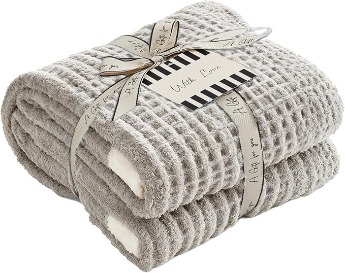 Soft Checkered Throw Blanket for Couch-Cozy Warm Knitted Blankets | Lightweight Warm Fluffy Decor for Women, Mom, Her & Girls, Sofa, Chair, Bed, 50x60in, Sand