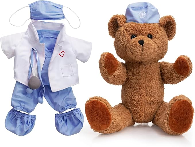 HollyHOME Doctor Bear Stuffed Animal Teddy Bear in Doctor Uniform Medical Gifts for Doctors Med School Students and Kids 16 inches