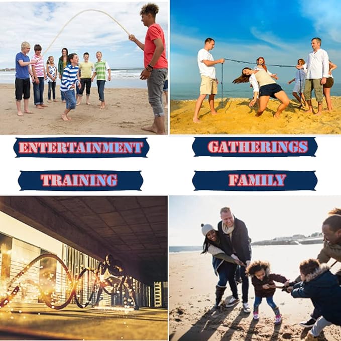 Tug of War Rope for Kids and Adults, Outdoor Games Summer Outdoors Yard Backyard Camping Lawn for Field Day Family Reunion Birthday Party Team Building Activities Carnival (Colours, 60FT)