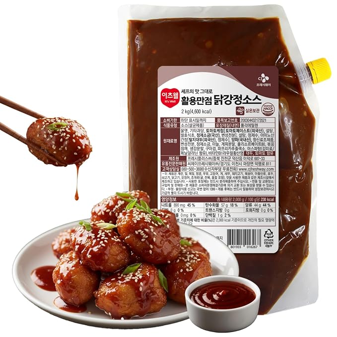 Korean Food CJ Freshway Korean Sweet & Spicy Fried Chicken Sauce, 4.4 lb | Glossy Korean-style red chili sauce suitable for frying, glazing, stir-fry, and dipping
