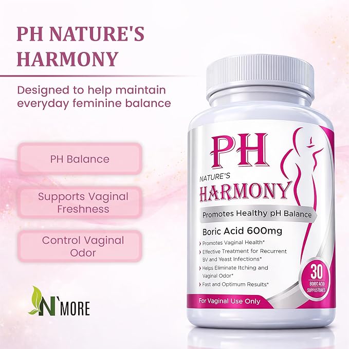 PURE PLANT HOME Boric Acid Suppositories Nature's Harmony 30 Count 600 mg 100% Pure Made in USA