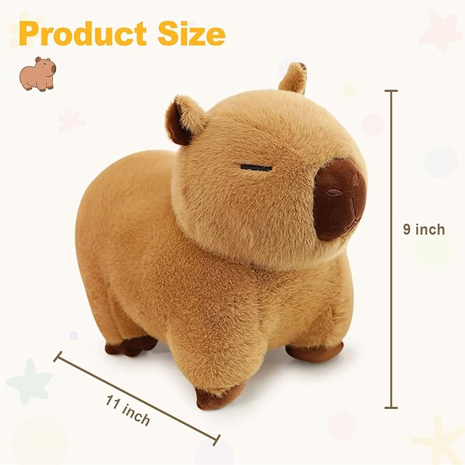 Ditucu Capybara Plush 11 inch Cute Capibara Stuffed Animal Soft Plushies Toys Gifts for Kids Brown