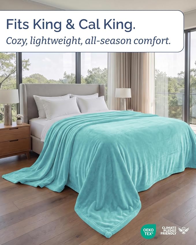 Ultra Soft Fleece Blanket Oversized King Size - Flannel Fleece Luxury Blanket - Lightweight for Couch Bed Chair - Thick, Warm and Breathable - All Season Cozy, Turqoise