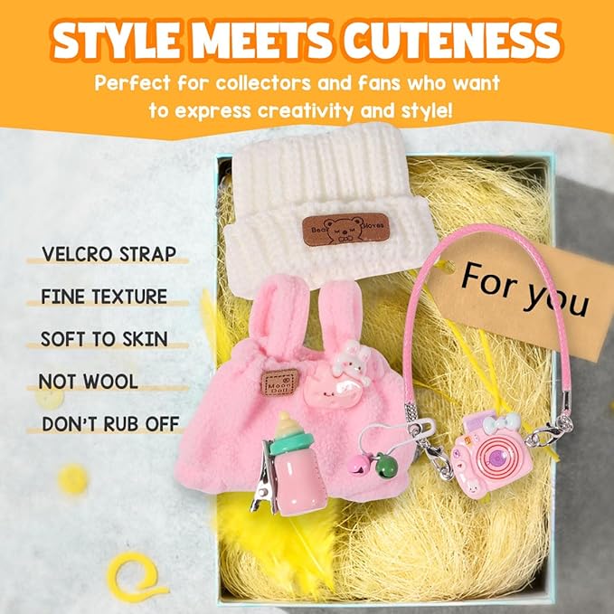 AICase for 17cm Doll Clothes/Outfit,Clothing Set for 17cm Doll,3 Piece Set Hat Clothing,Boys and Girls Stylish Adorable Clothes Accessories _Pink-16