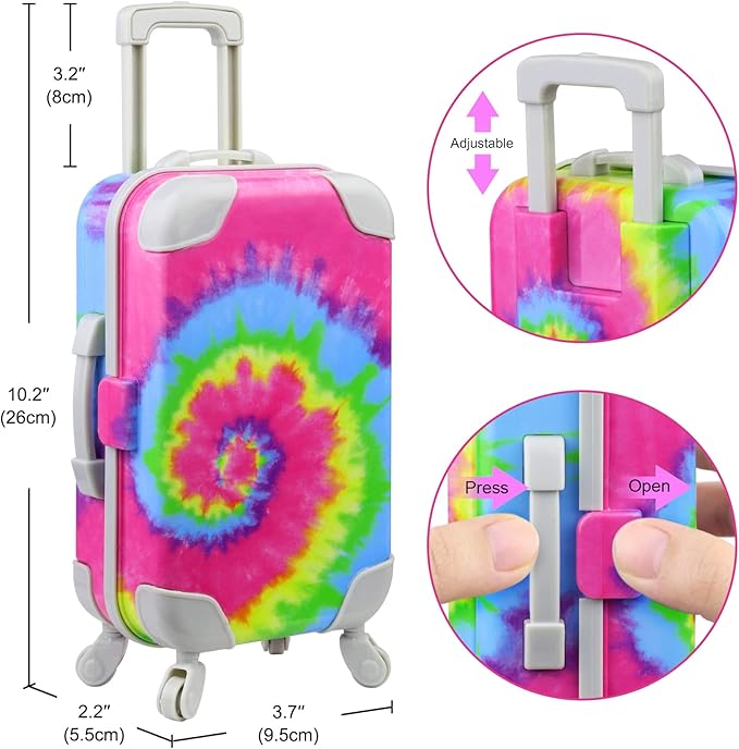 Ecore Fun 23 Pcs 18 inch Girl Doll Accessories Suitcase Travel Luggage Play Set,18" Doll Travel Carrier Storage, Including Suitcase, Clothes, Shoes, Backpack, Camera, Computer, Cell Phone（No Doll）