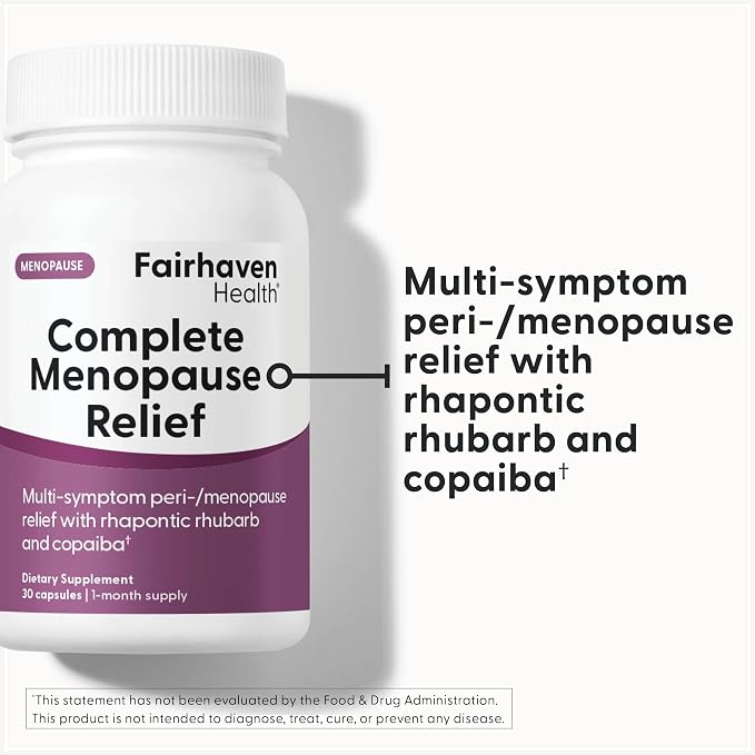 Fairhaven Health Complete Menopause Relief | Nonhormonal Menopause Symptom Relief | Relief from Hot Flashes, Night Sweats, Sleep Disturbances, & More | Gluten, Dairy, Soy Free | Non-GMO | 30 Capsules