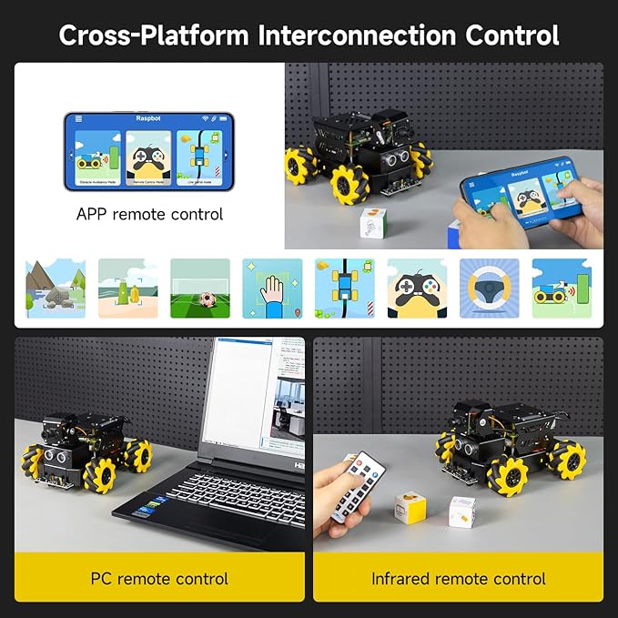 Yahboom Raspberry Pi 5 AI Vision Robot with Large AI Model 360° Mecanum Wheels Support Python Progamming Open Source Provide Installation Instructions Tech