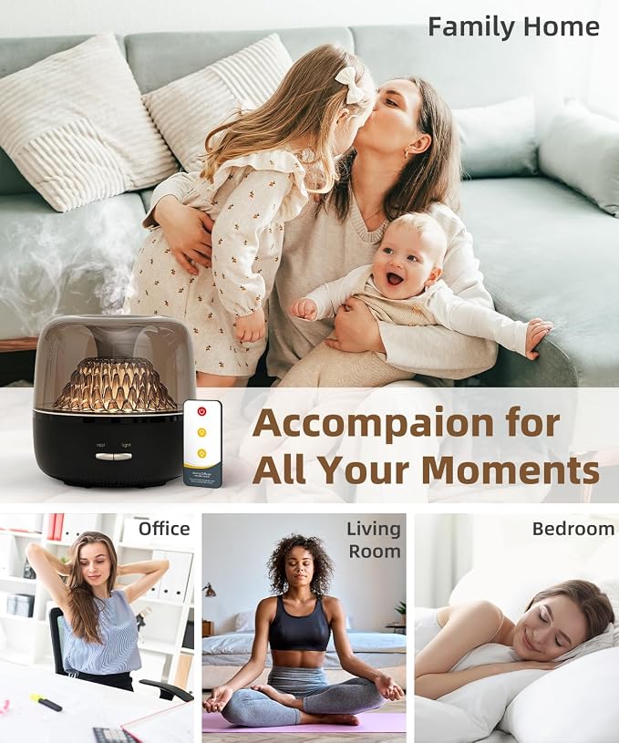 Small Essential Oil Diffuser for Home, Stylish Volcano Mountain View & Colorful Light,200ml Aromatherapy Aroma Diffusers, Small Size for Personal Office Desk Bedroom Bathroom