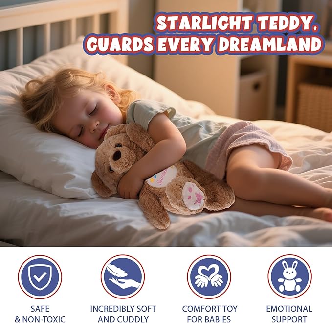 Customized Plush Teddy with Embroidered Name, Handmade Baby Shower & Birthday Gifts for Toddlers Newborns, Personalized Stuffed Animal for Girls & Boys (Teddy)