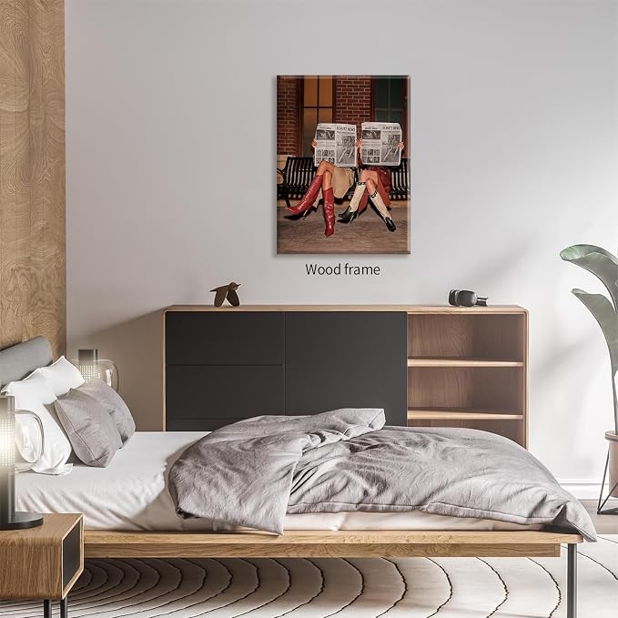 Brown Luxury Old Money Style Woman Wall Art Trendy Newspaper Poster 08x10 inch Framed Vintage Aesthetic Canvas Prints for Bedroom Bar Apartment Wall Decor