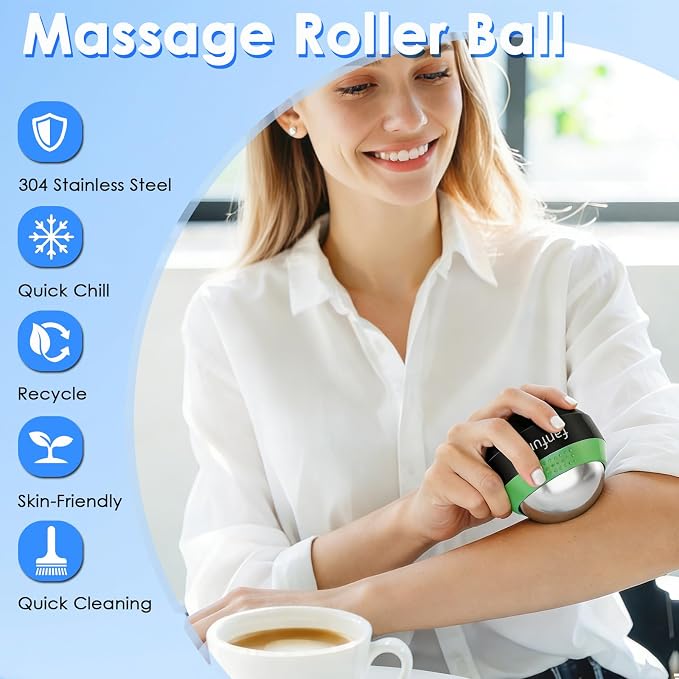 Massage Ice Roller Ball - Cold & Heat Therapy Roller for Deep Tissue Massage Pain Relief, Plantar Fasciitis Roller (Set of 3)