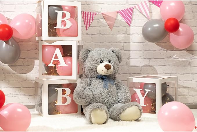 HollyHOME Big Teddy Bear Large Teddy Bear Stuffed Animal Birthday Valentines Day Plush for Kids and Girlfriend 36 inch Gray