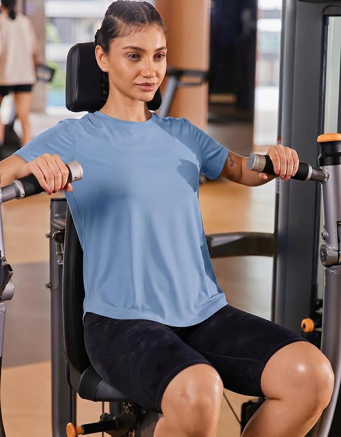 PINSPARK Soft Workout Tops for Women UPF 50+ Sun Protection Shirt Quick Dry Athletic Running Hiking Travel Basic Tee Shirts