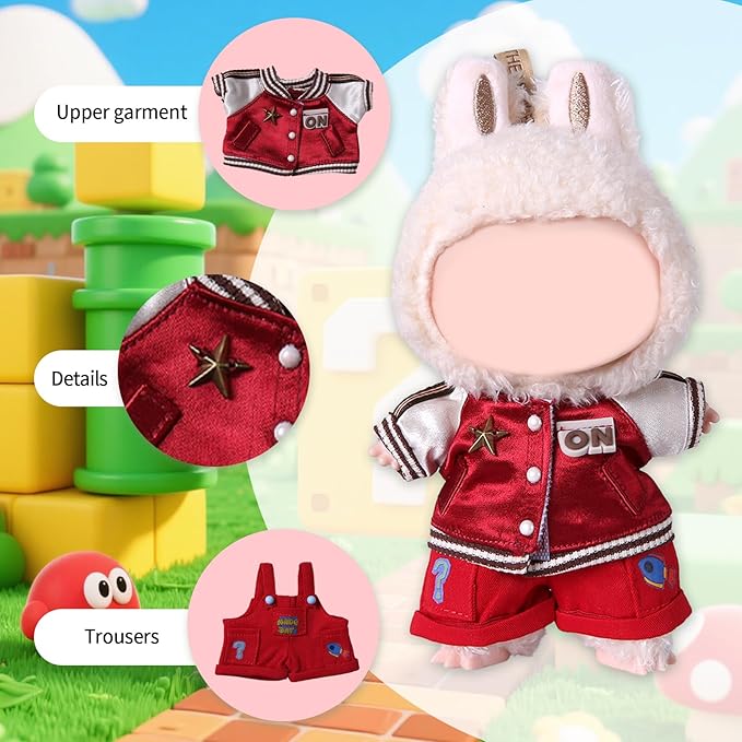 Coolcandy 17cm Doll Clothes, Fashionable Dolls Outfit with Accessories Suit, Stylish Adorable Dolls Clothes Set, Soft Fabric, Detailed Stitching(Doll Not Included)