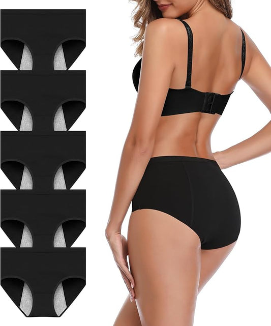 JojoQueen Period Underwear for Women Menstrual Panties Cotton Postpartum Easy Clean Teens Brief