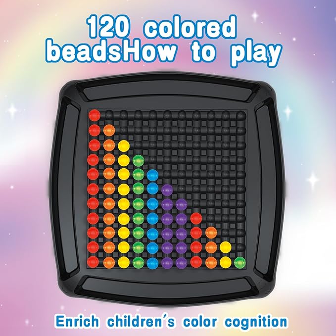 Happy Puzzle Blast Board Game, 2-4 Players, 120 Colored Beads, Creative Pattern Making Game for Family