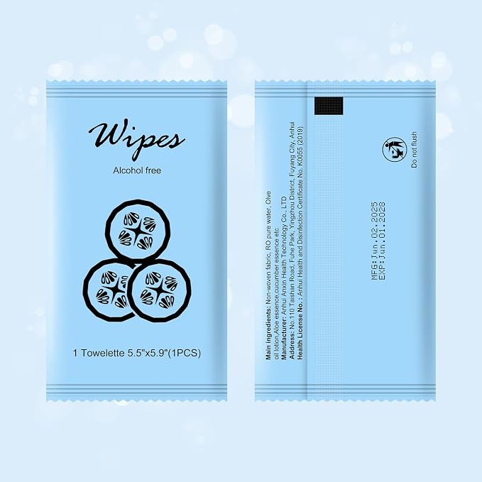 Individual Hand Wipes Wet Wipes Travel Size,Wet Wipes Individually Wrapped | 50PCS Bulk Cleansing Travel Size Wipes for Wedding Travel Restaurant Barbecue(Cucumber)