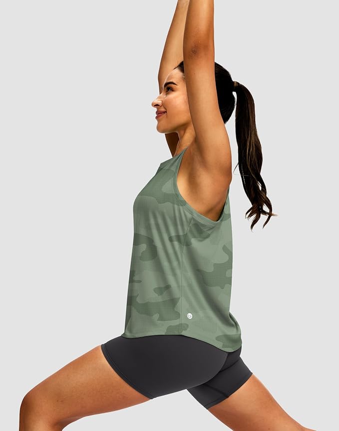 Women's Workout Tops Racerback Athletic Tank Tops Sleeveless Loose Fit Yoga Running Gym Shirts for Women