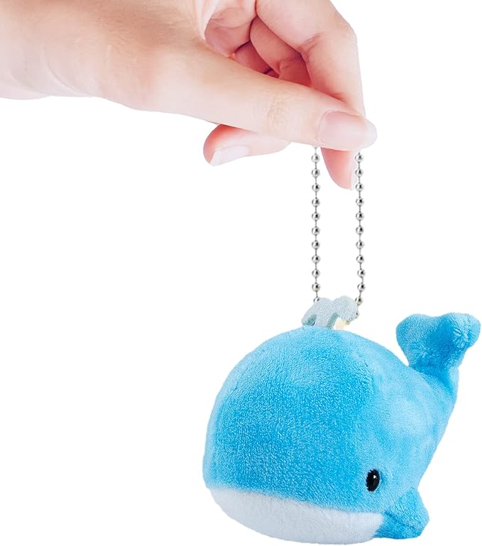Whale Plush Toy Set BB FUNHOUSE 6 Packs Soft Easter Animal Stuffed Plush Key Chain Set Goodie Bag Fillers Party Favor Carnival Prizes for Kids Boys and Girls, 3.14inch