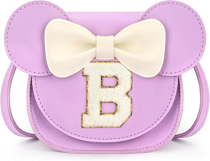 mibasies Toddler Purse Girl Gifts: Girls Birthday Gifts for 3-8 - Toys for Ages 2-4 Girls Mouse Ears Purse, Purple, Letter B