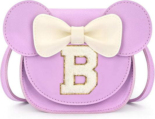 mibasies Toddler Purse Girl Gifts: Girls Birthday Gifts for 3-8 - Toys for Ages 2-4 Girls Mouse Ears Purse, Purple, Letter B